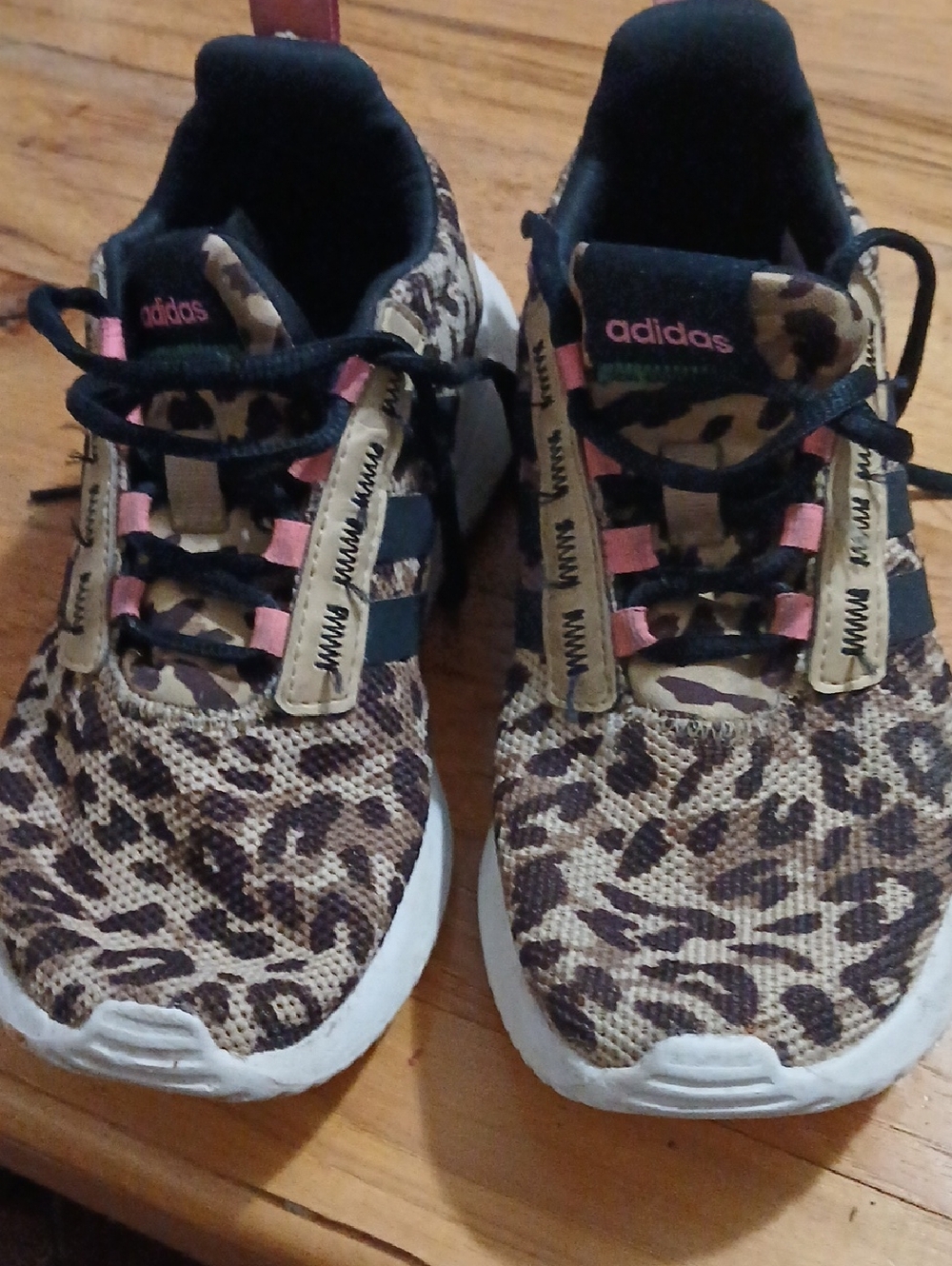adidas Kids Leopard Print Sneakers in Brown and Pink Accents